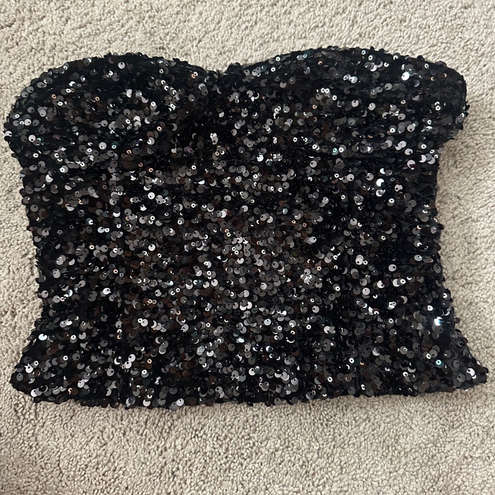 NWT Zara Sequin Strapless Top - Small